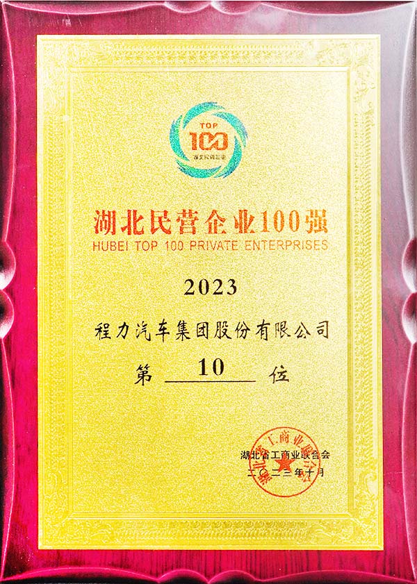 程力湖北省民營企業(yè)100強(qiáng)獎(jiǎng)牌